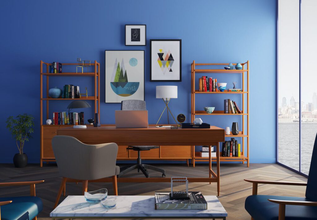 pexels-photo-667838 Brown Wooden Desk With Rolling Chair and Shelves Near Window